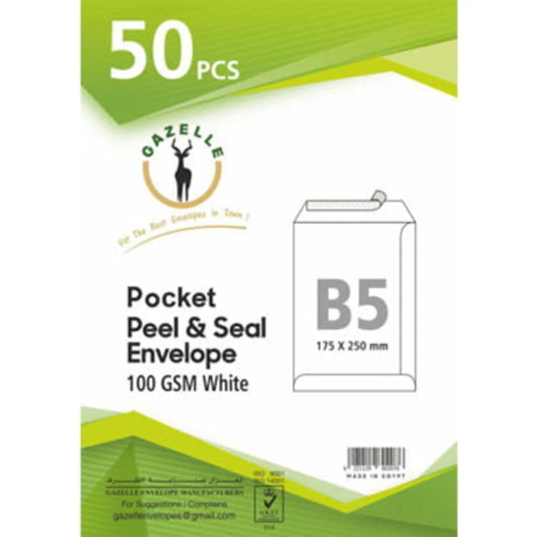 B5 White Pocket Peel and Seal White Pocket Peel and Seal Envelope